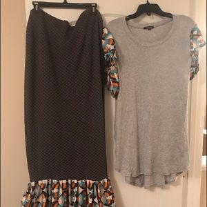 Pencil Skirt with African Print Mermaid bottom New